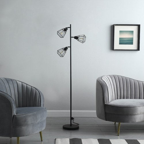 Adjustable Cage Shade Floor Lamp