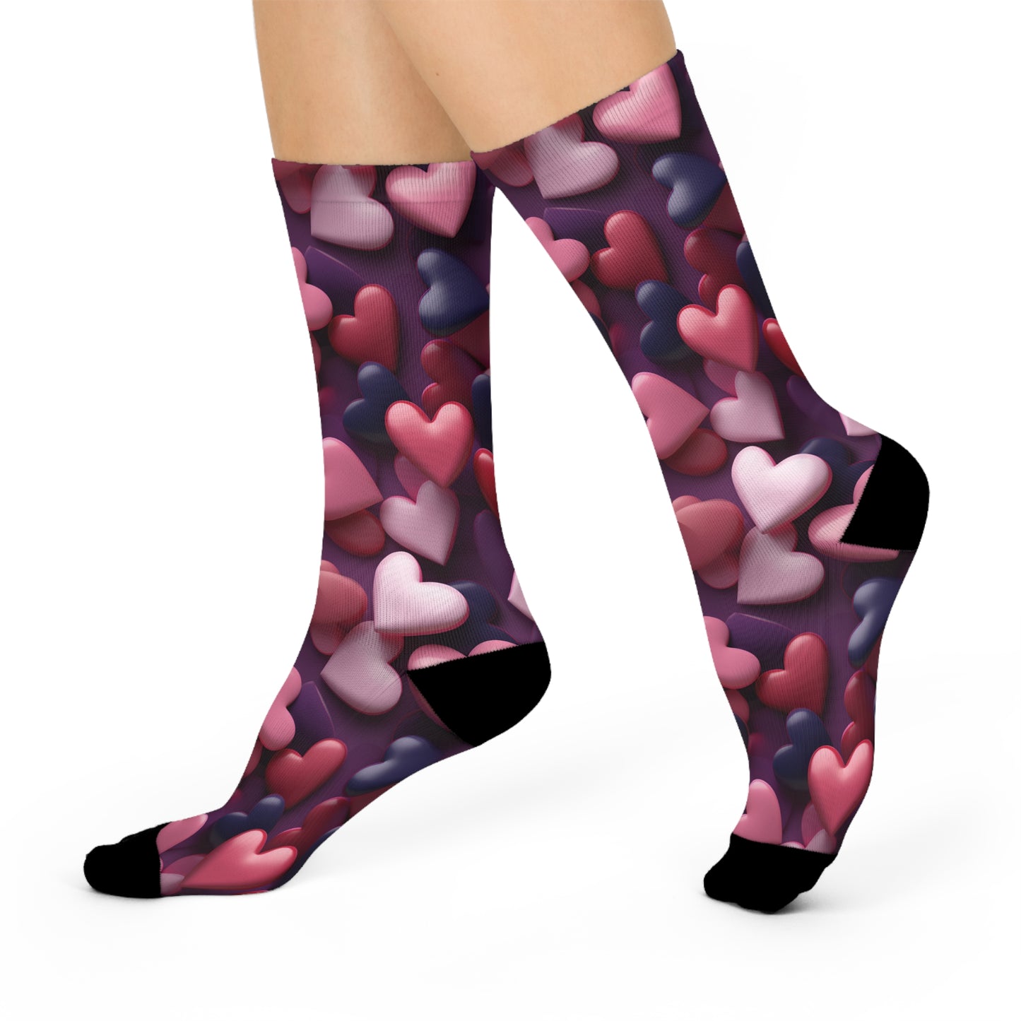 Raining Hearts Cushioned Crew Socks