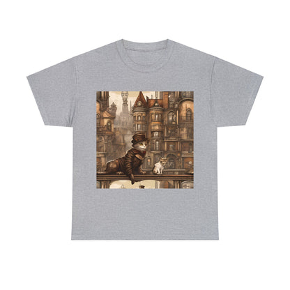 Victorian Steampunk Cats Cityscape T-Shirt 🎩