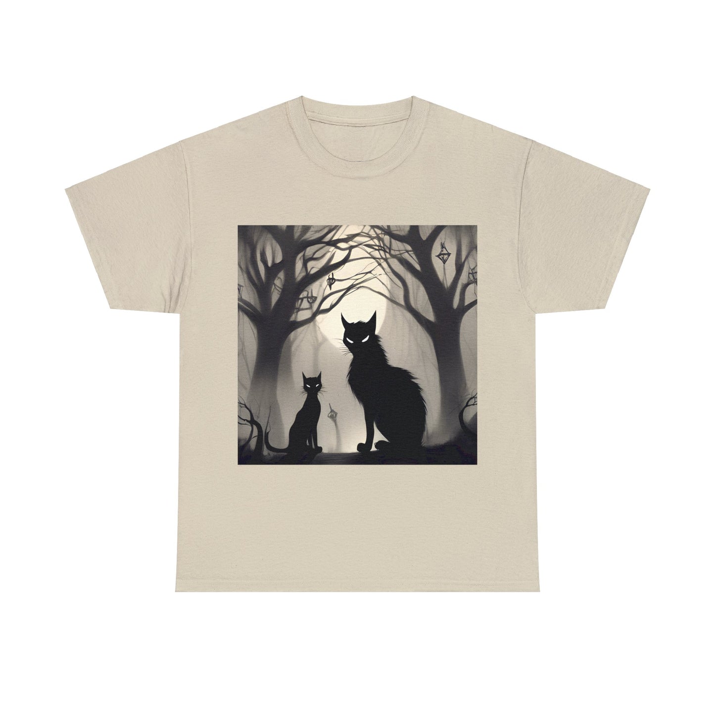 Mystic Gothic Cats🐱 in Foggy Forest - T-Shirt