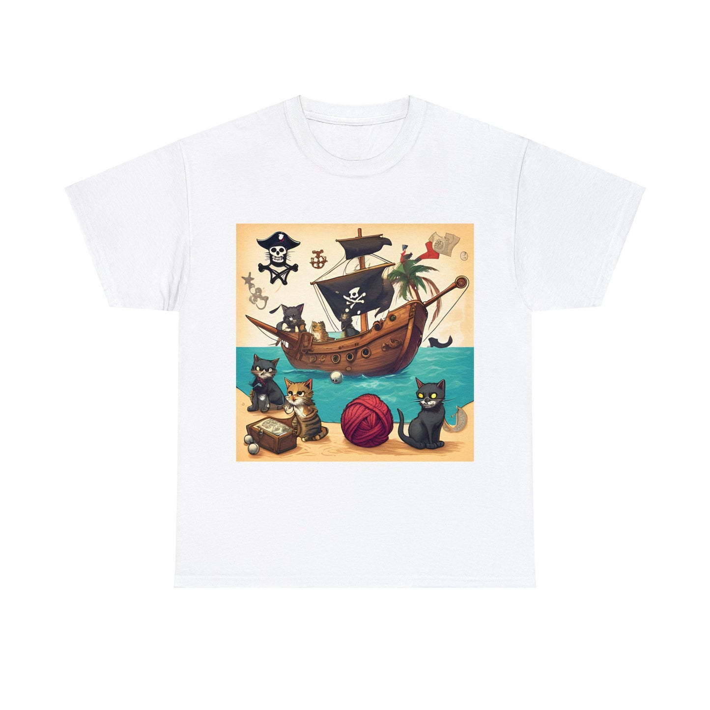 Pirate Cats Sailing the Caribbean Sea T-Shirt! 😺⚓