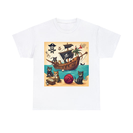 Pirate Cats Sailing the Caribbean Sea T-Shirt! 😺⚓