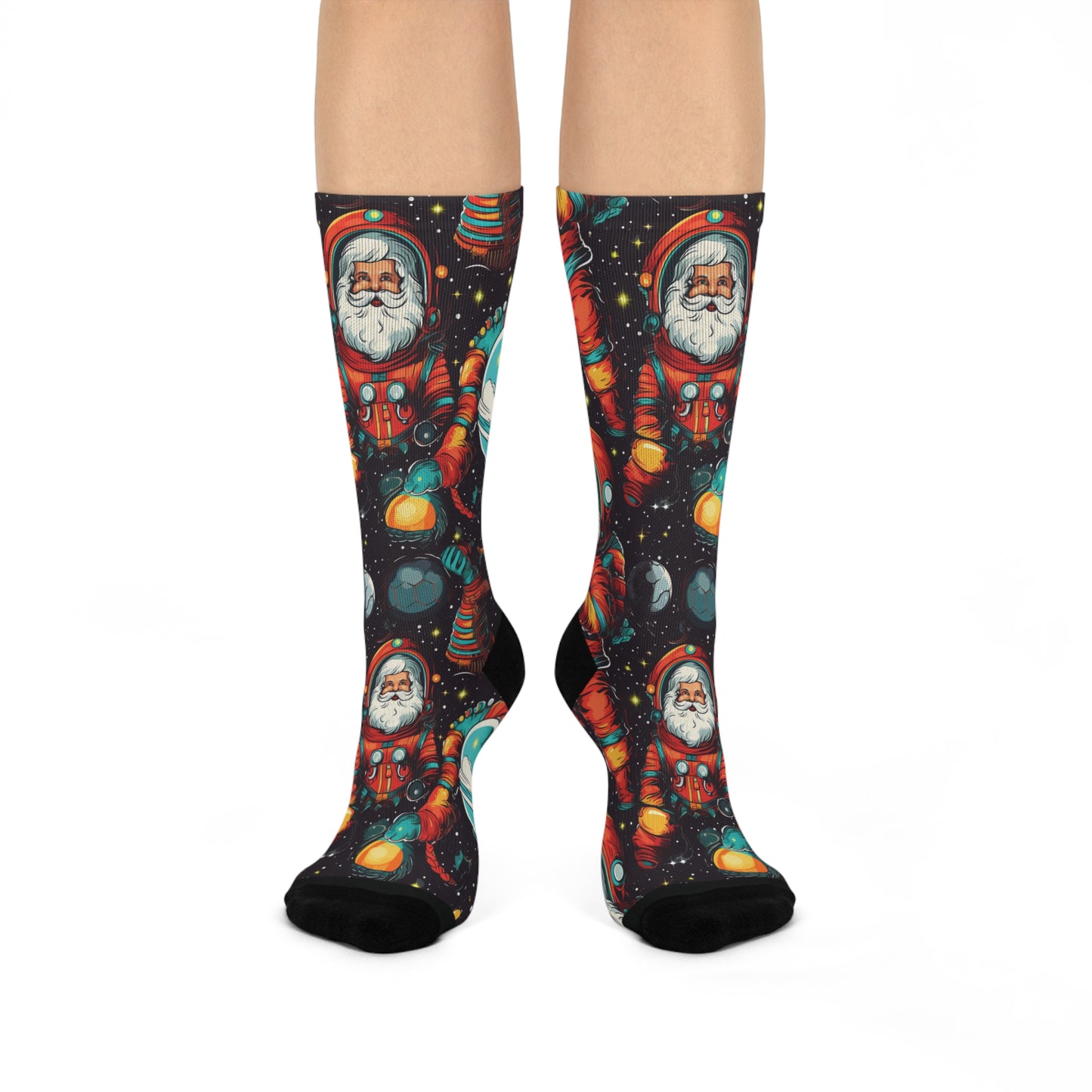 Spacey Santa Cushioned Crew Socks