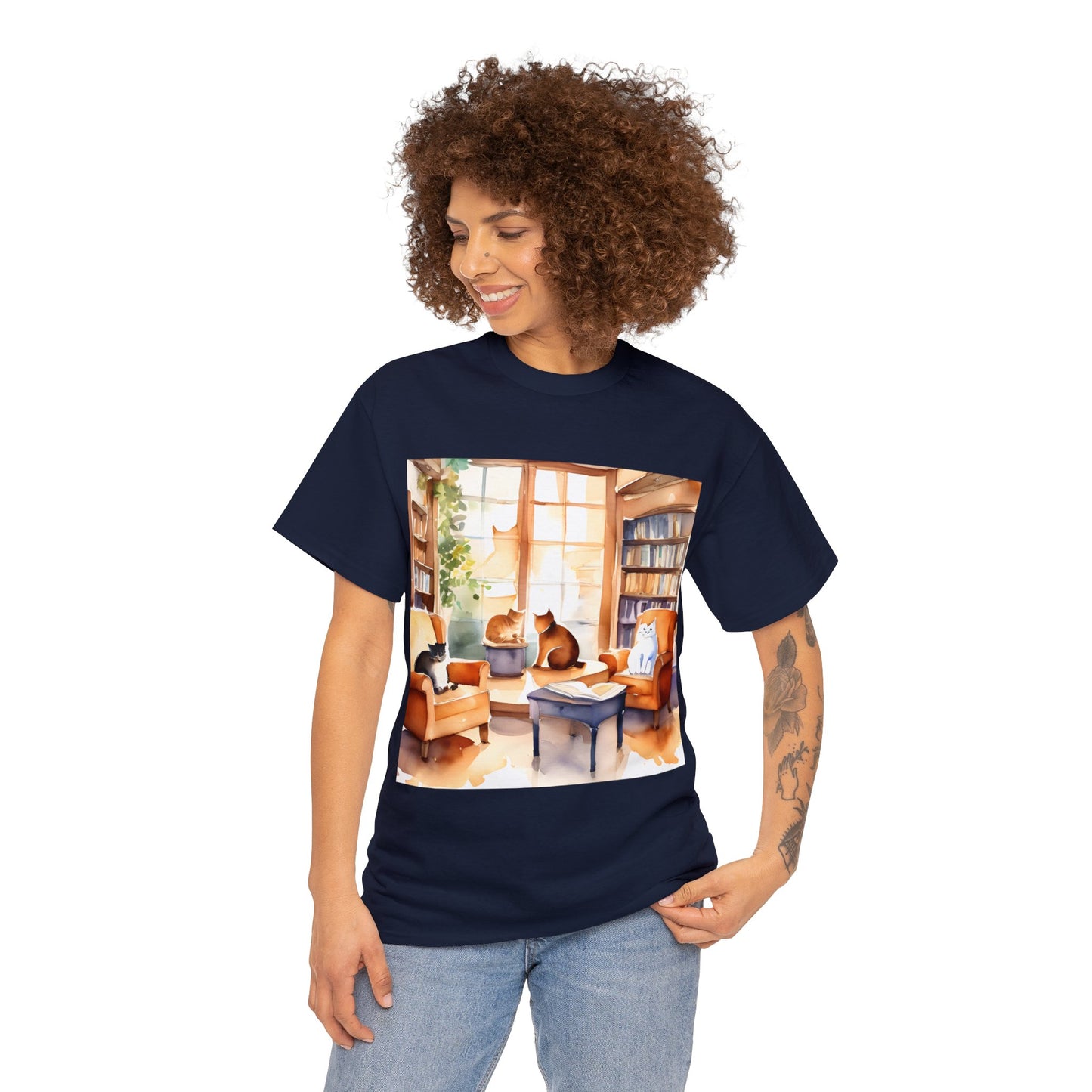 Cozy Cafe Cats Watercolor🐾 T-Shirt