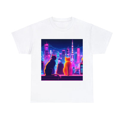 Futuristic Tokyo Meets Neon Cats 😺 T-Shirt