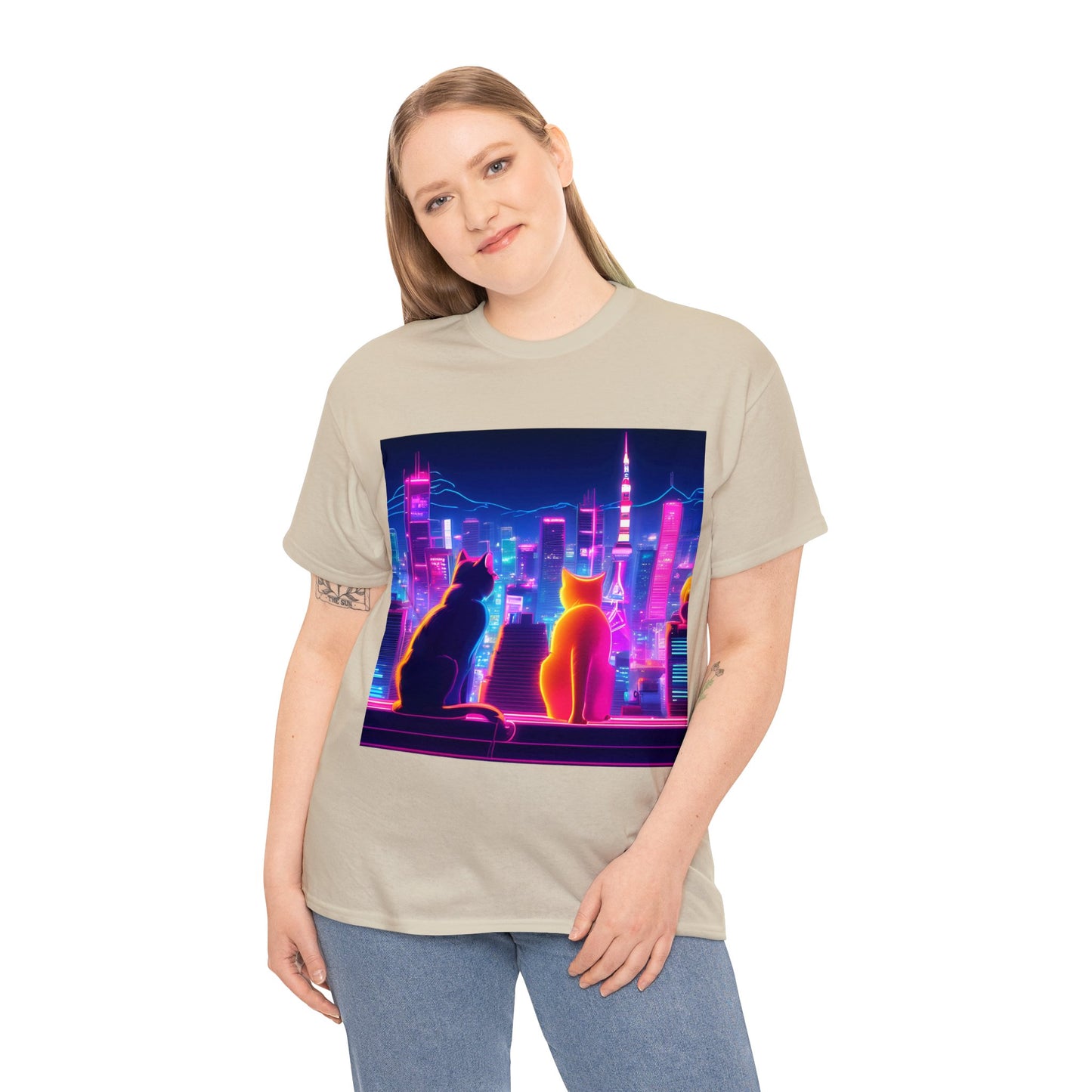 Futuristic Tokyo Meets Neon Cats 😺 T-Shirt