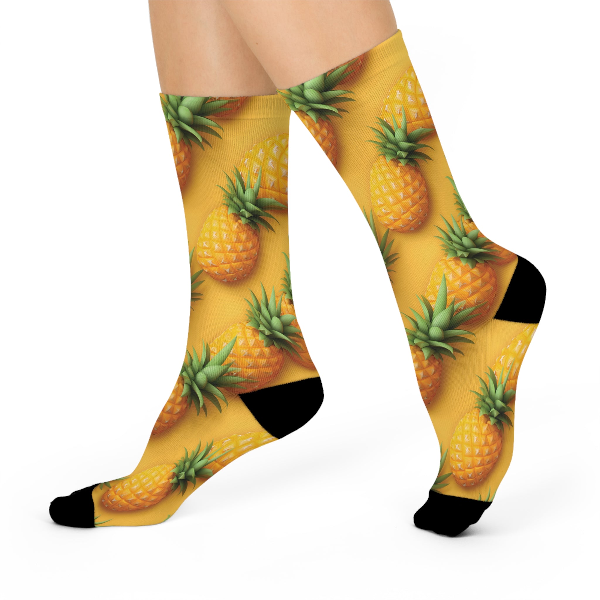 Yellow Pineapple Cushioned Crew Socks