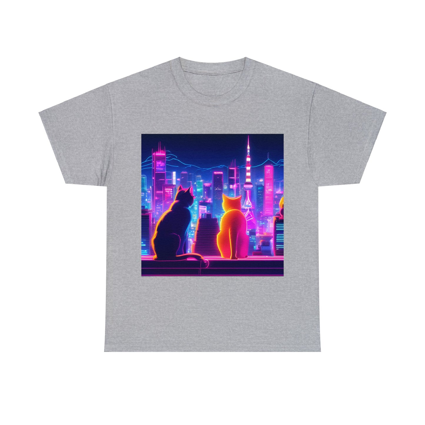 Futuristic Tokyo Meets Neon Cats 😺 T-Shirt