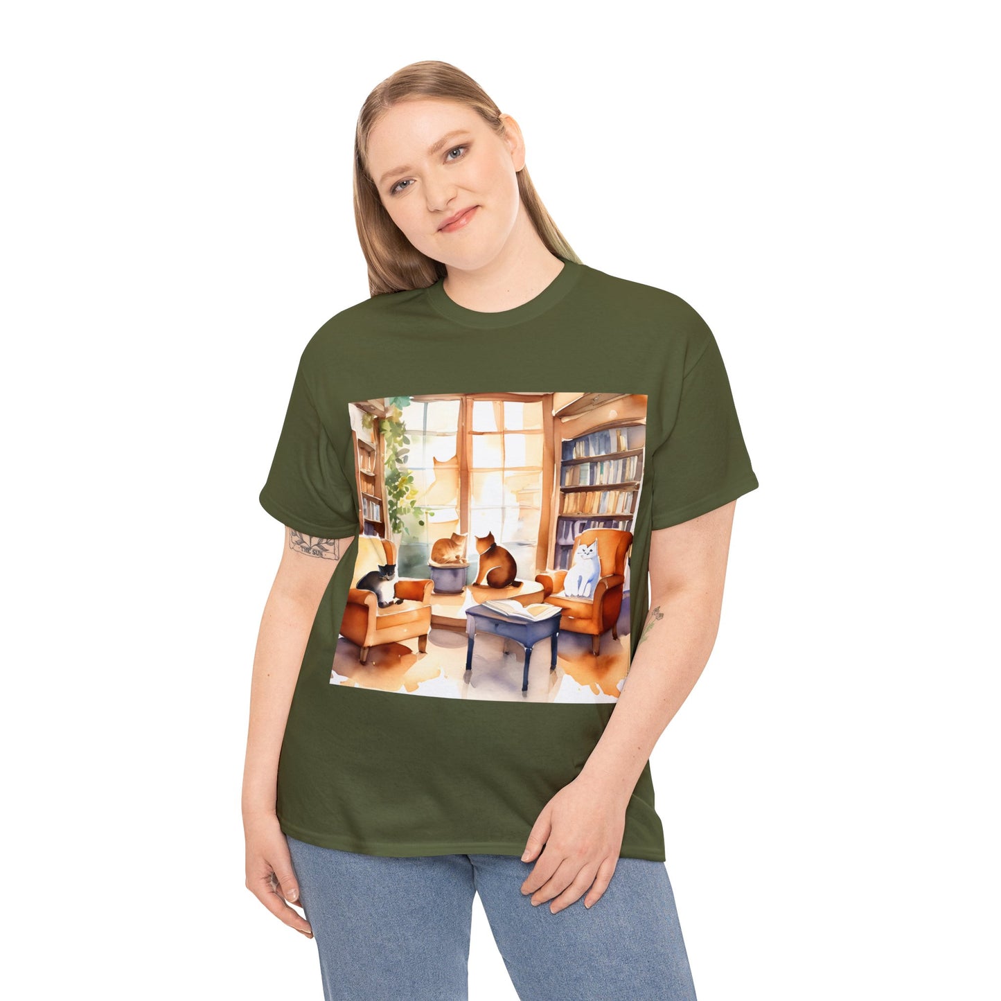 Cozy Cafe Cats Watercolor🐾 T-Shirt