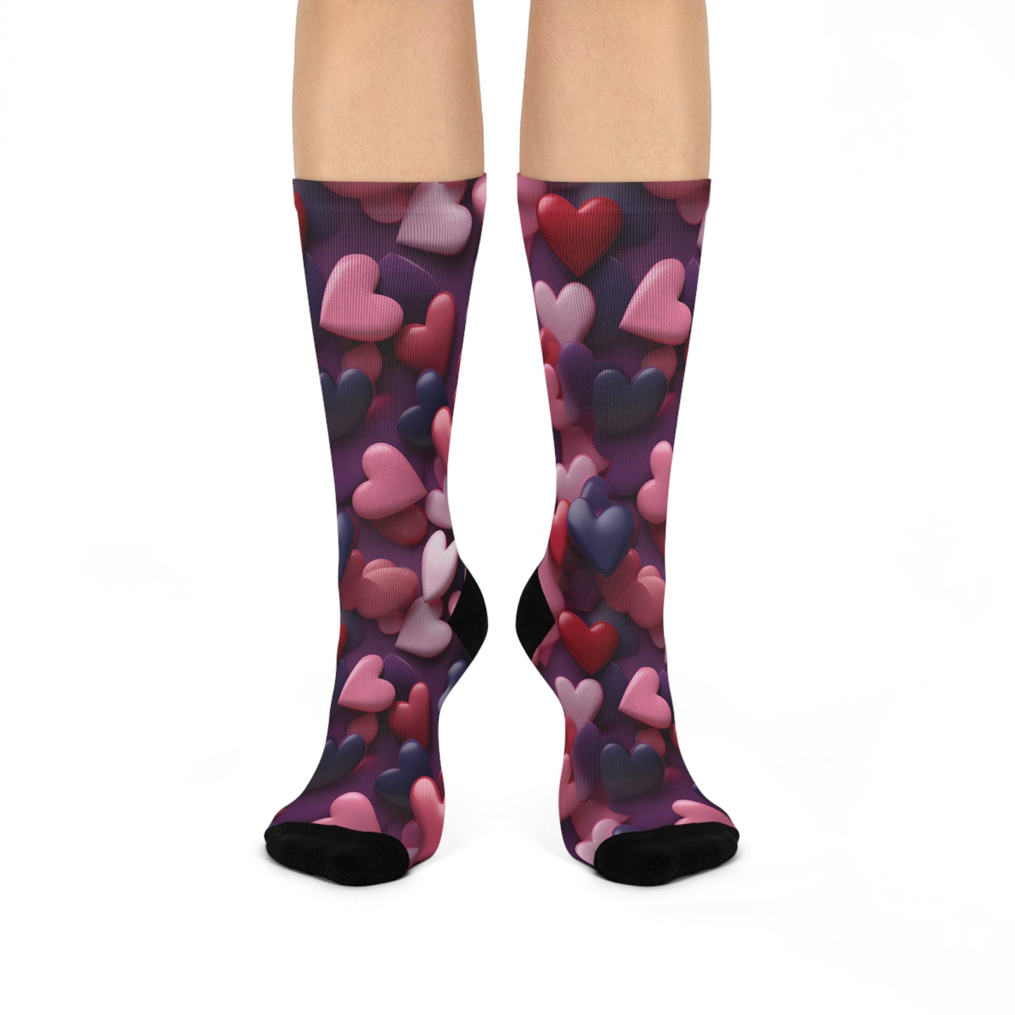 Raining Hearts Cushioned Crew Socks