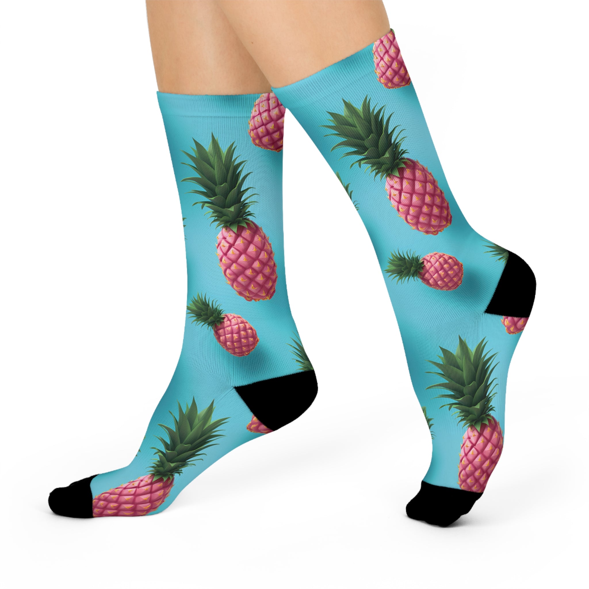 Pink Pineapple Cushioned Crew Socks