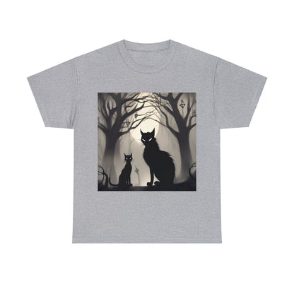 Mystic Gothic Cats🐱 in Foggy Forest - T-Shirt