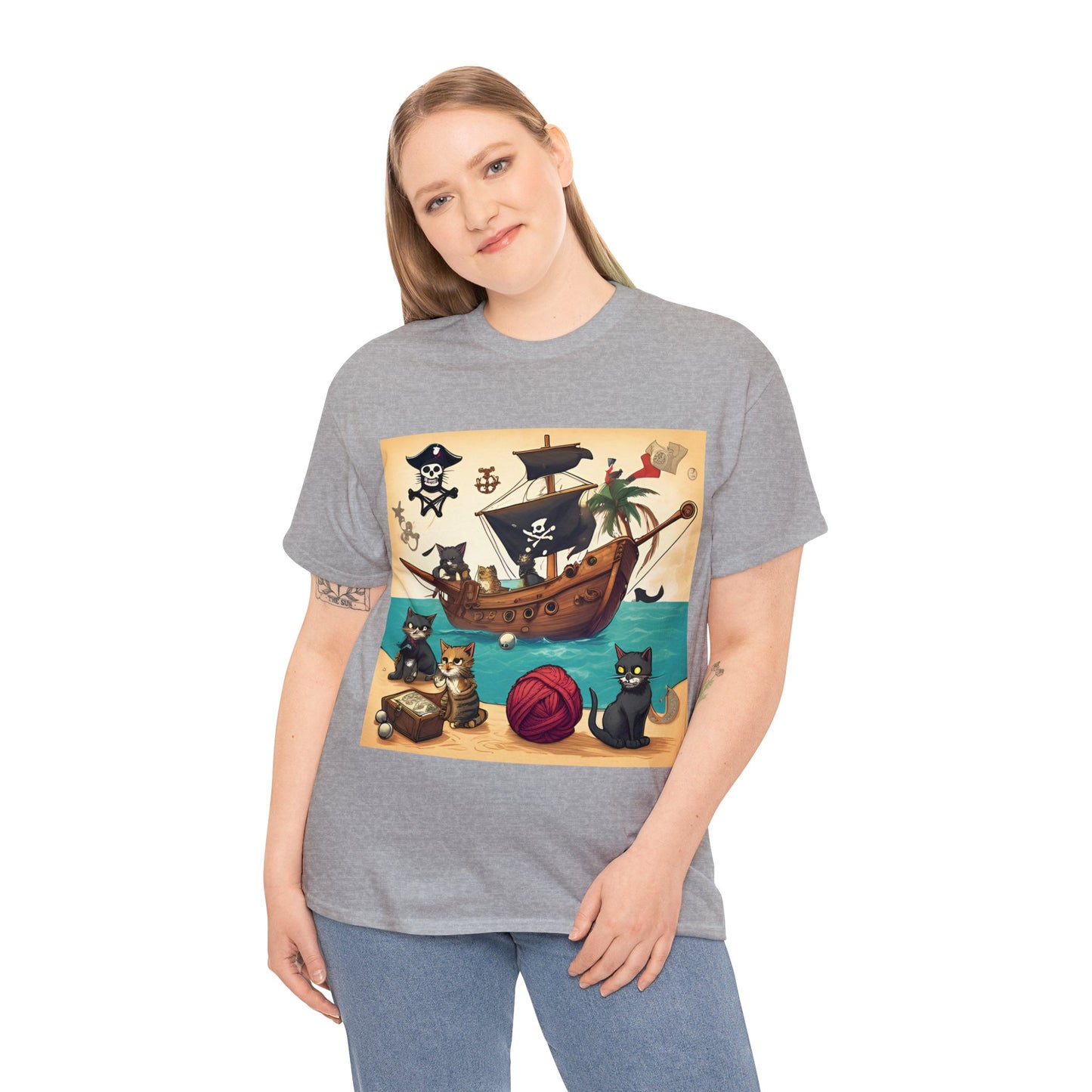 Pirate Cats Sailing the Caribbean Sea T-Shirt! 😺⚓