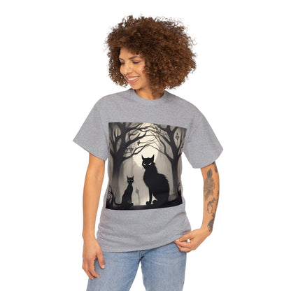 Mystic Gothic Cats🐱 in Foggy Forest - T-Shirt