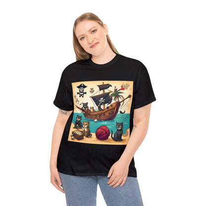 Pirate Cats Sailing the Caribbean Sea T-Shirt! 😺⚓