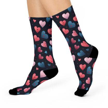 Cute Hearts Cushioned Crew Socks