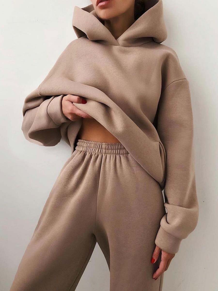 Women's Casual Hooded Sweater Set
