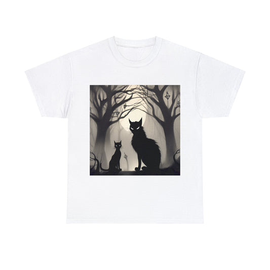 Mystic Gothic Cats🐱 in Foggy Forest - T-Shirt