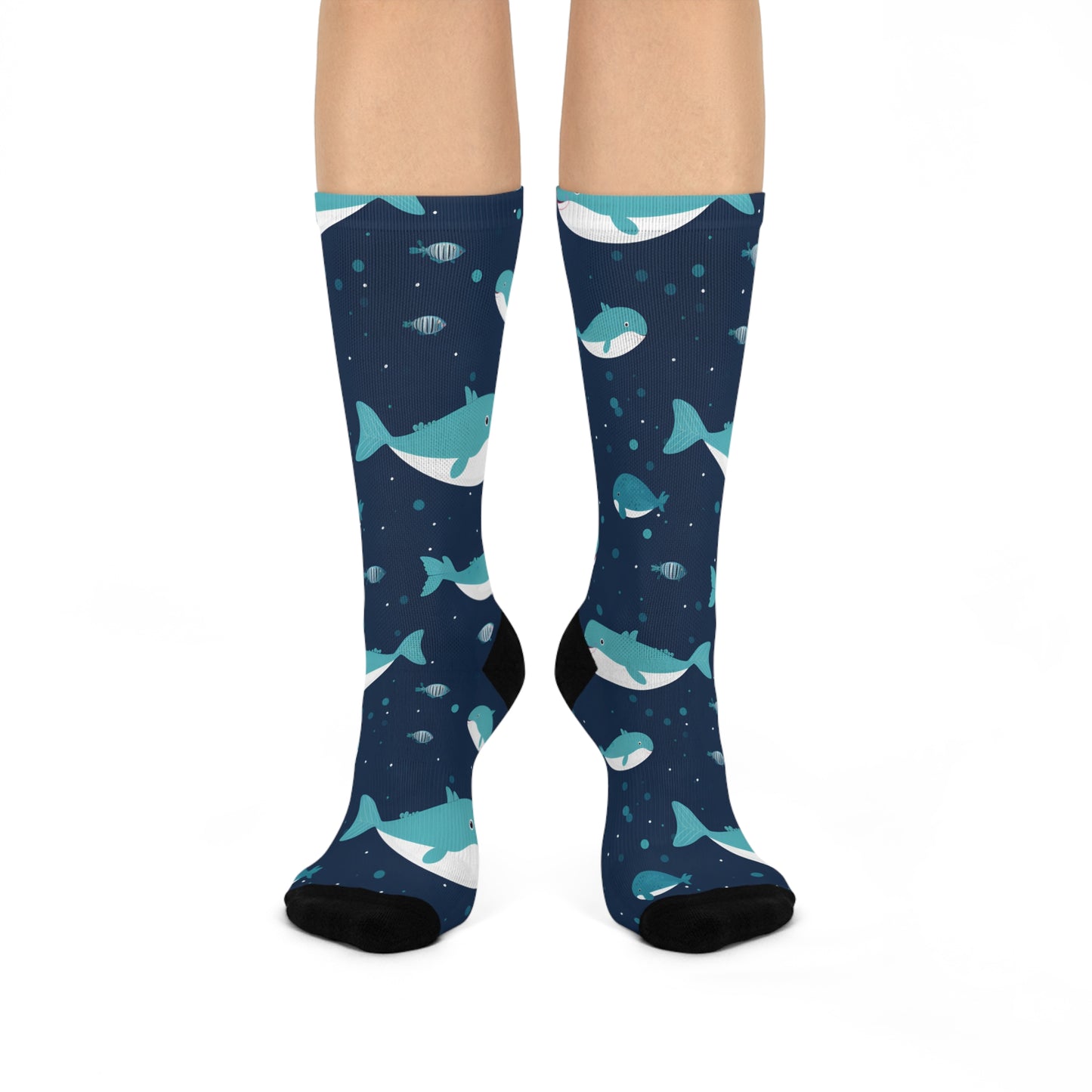 Happy Whales Cushioned Crew Socks