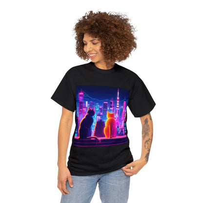 Futuristic Tokyo Meets Neon Cats 😺 T-Shirt