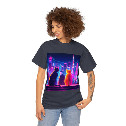 Futuristic Tokyo Meets Neon Cats 😺 T-Shirt