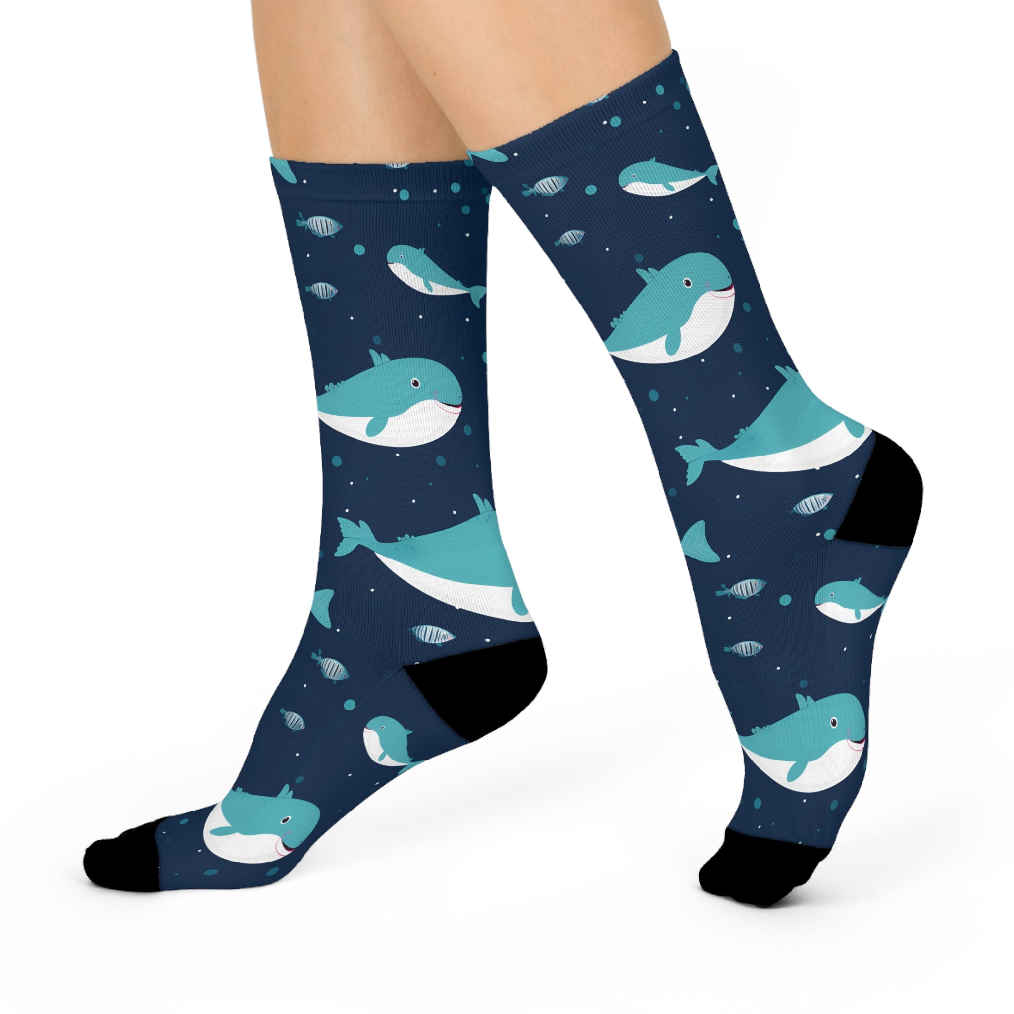 Happy Whales Cushioned Crew Socks