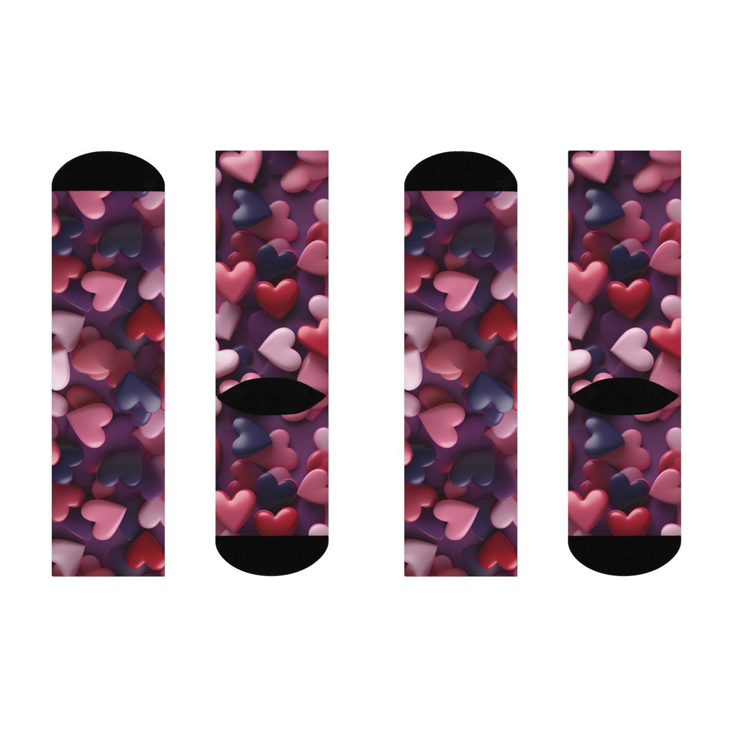 Raining Hearts Cushioned Crew Socks