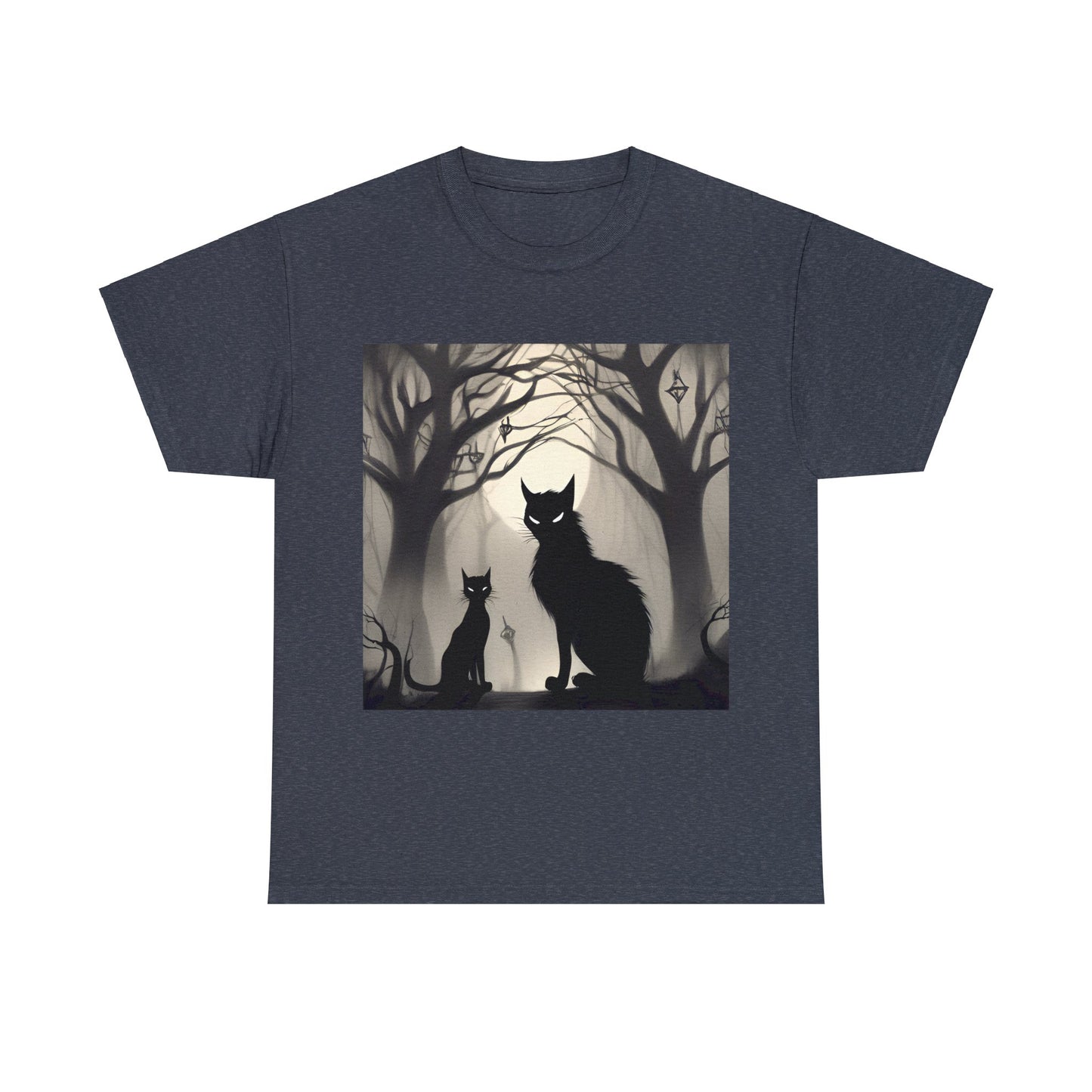 Mystic Gothic Cats🐱 in Foggy Forest - T-Shirt