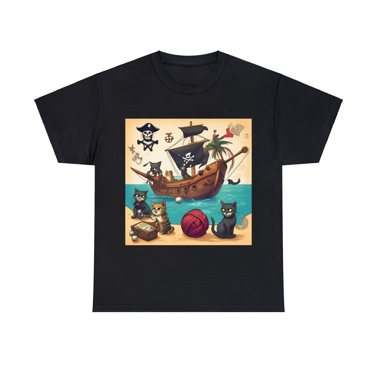 Pirate Cats Sailing the Caribbean Sea T-Shirt! 😺⚓