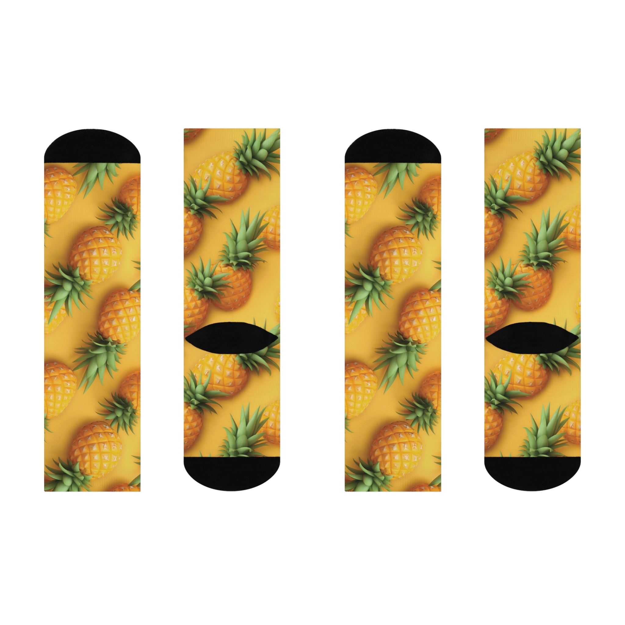 Yellow Pineapple Cushioned Crew Socks
