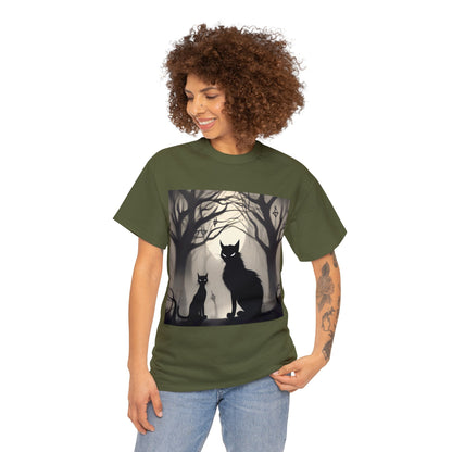 Mystic Gothic Cats🐱 in Foggy Forest - T-Shirt