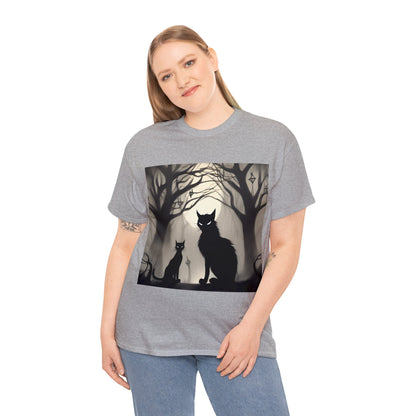 Mystic Gothic Cats🐱 in Foggy Forest - T-Shirt