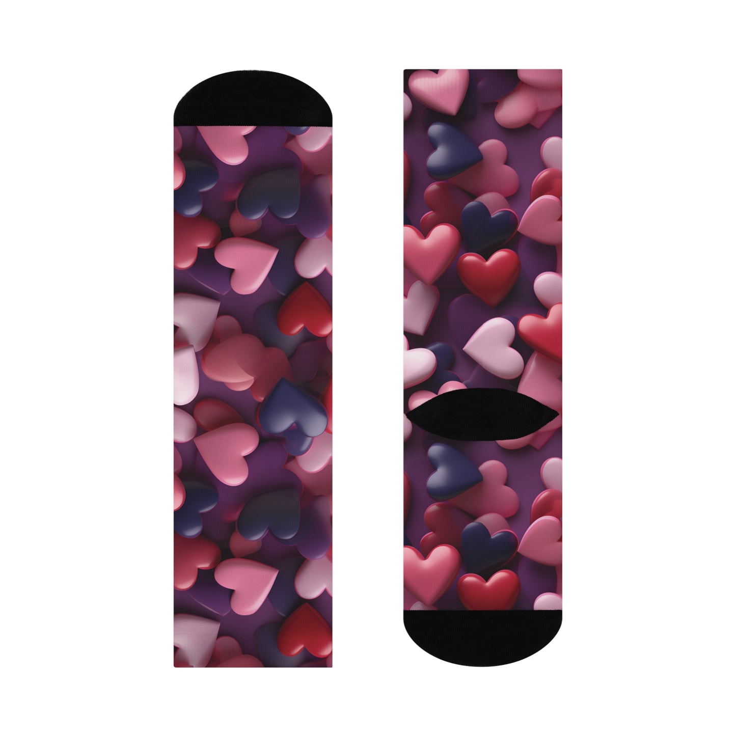 Raining Hearts Cushioned Crew Socks