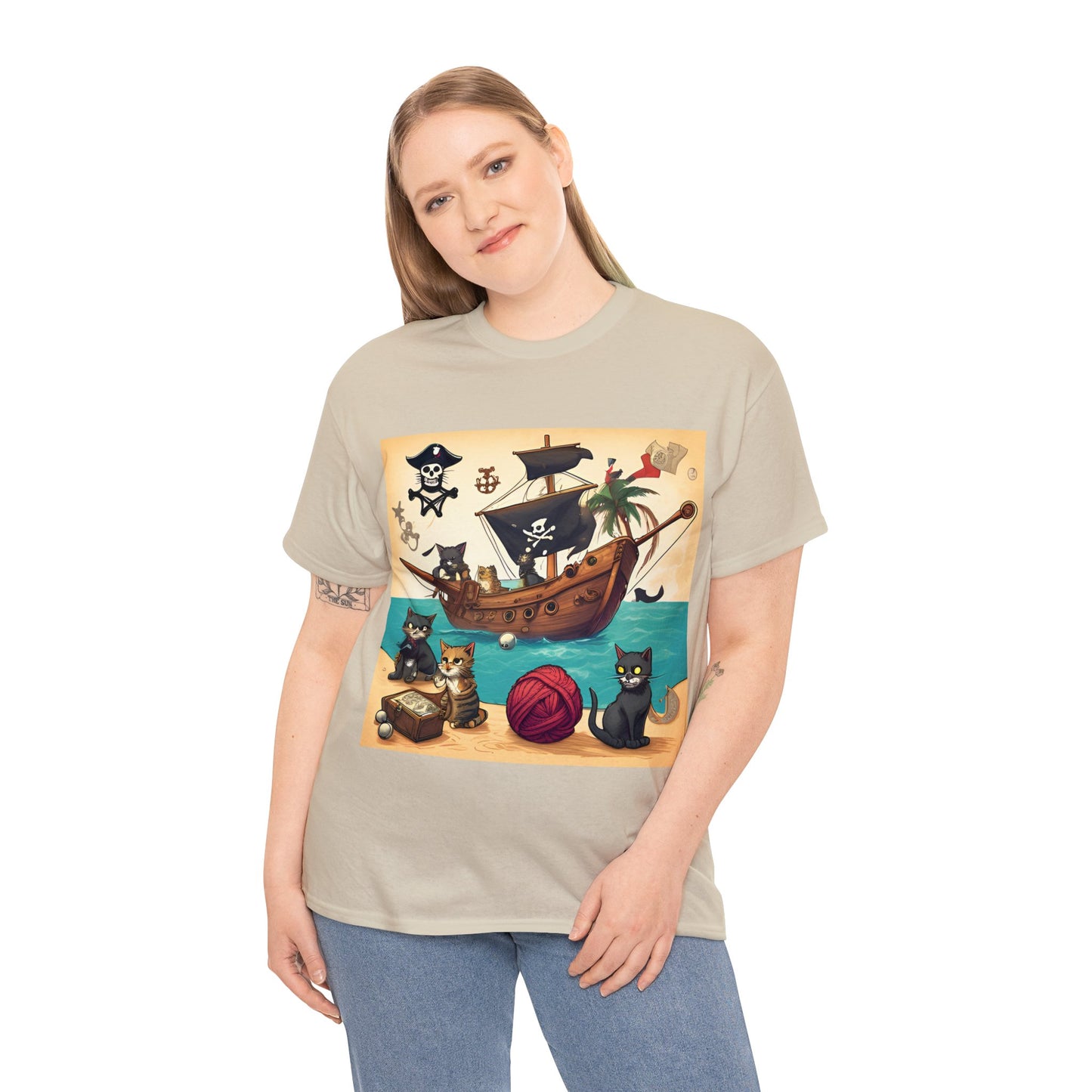 Pirate Cats Sailing the Caribbean Sea T-Shirt! 😺⚓