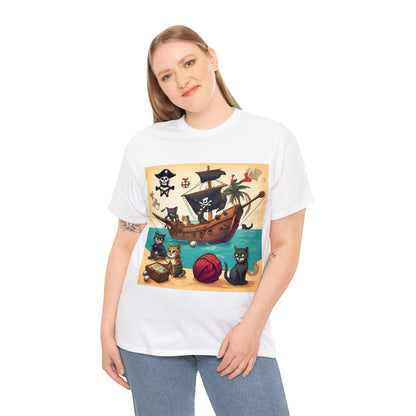 Pirate Cats Sailing the Caribbean Sea T-Shirt! 😺⚓