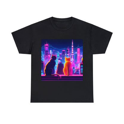 Futuristic Tokyo Meets Neon Cats 😺 T-Shirt