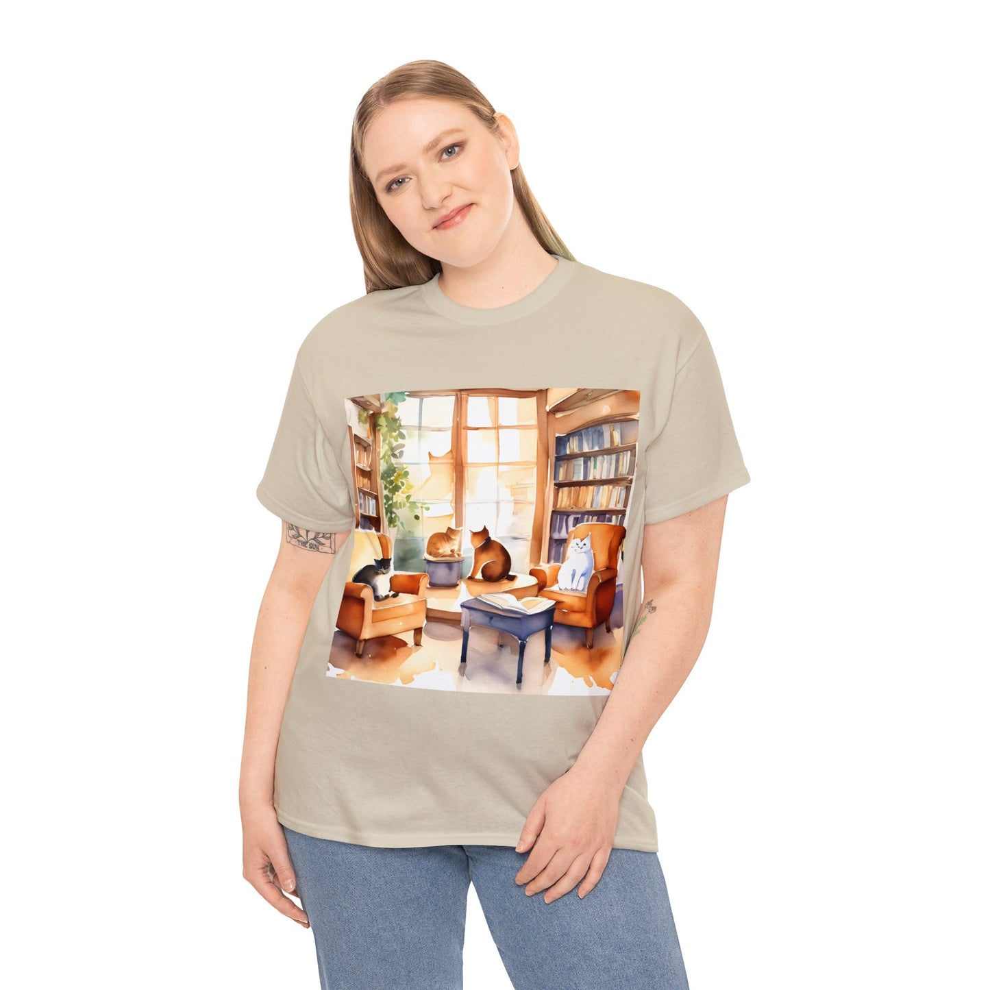 Cozy Cafe Cats Watercolor🐾 T-Shirt