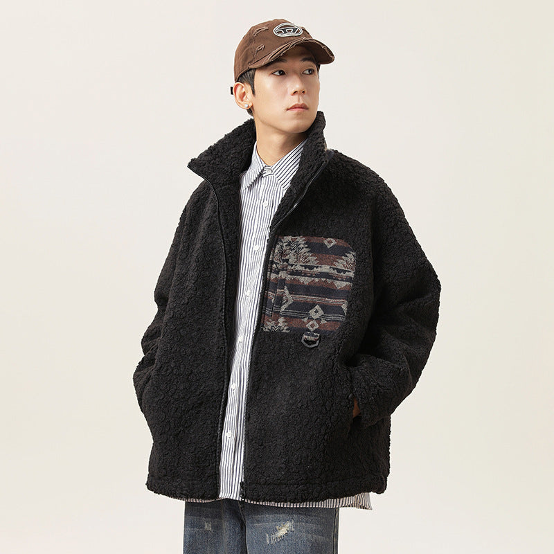 American Retro Patchwork Coat