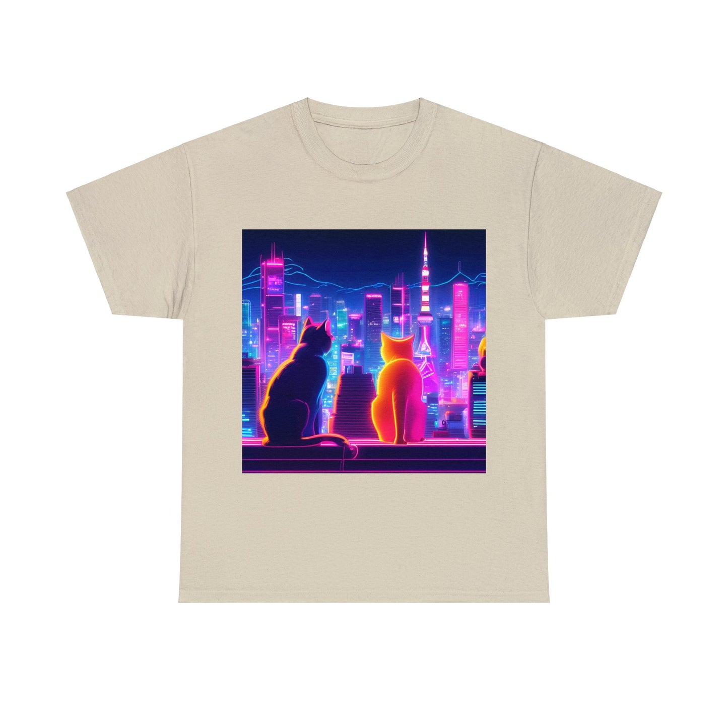 Futuristic Tokyo Meets Neon Cats 😺 T-Shirt