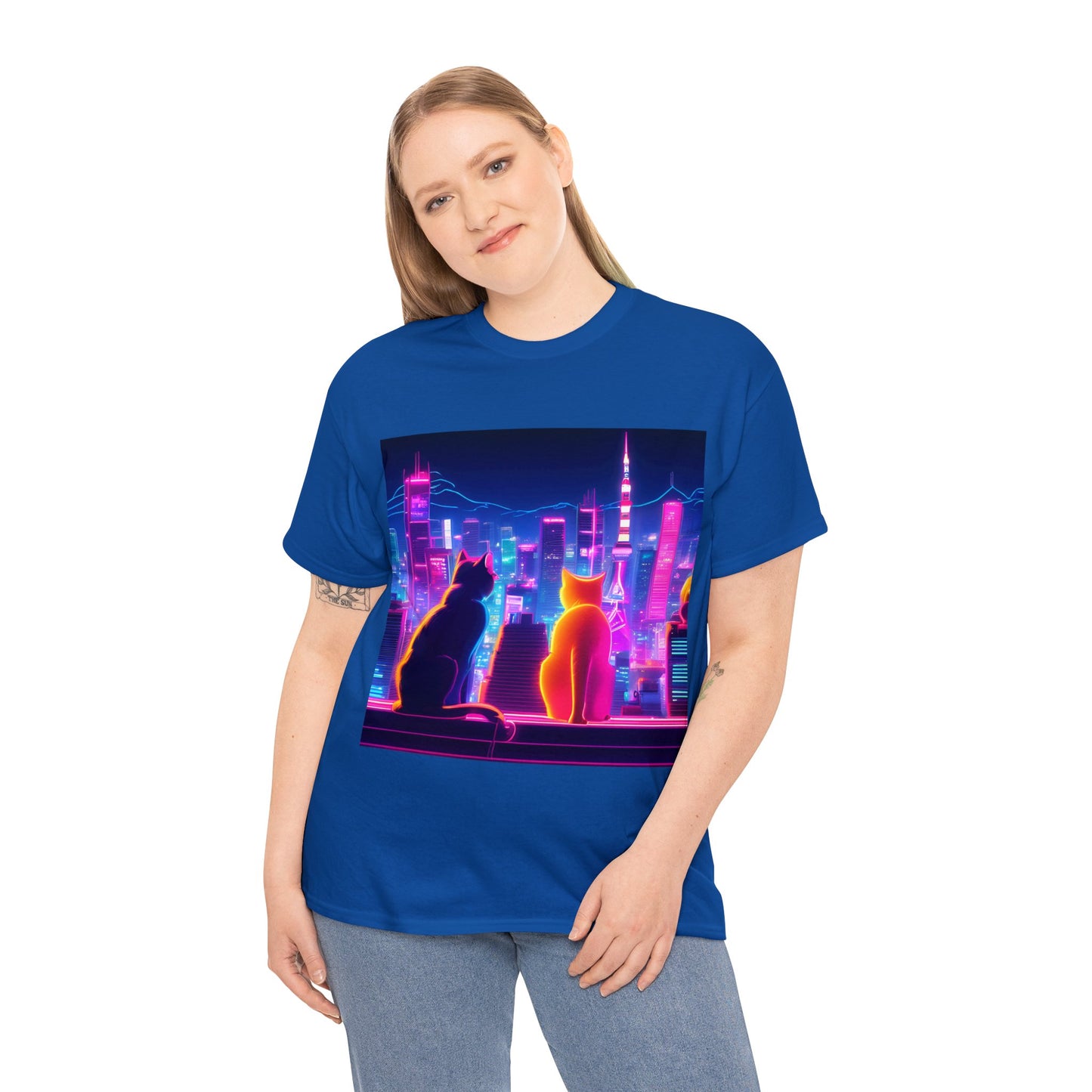 Futuristic Tokyo Meets Neon Cats 😺 T-Shirt