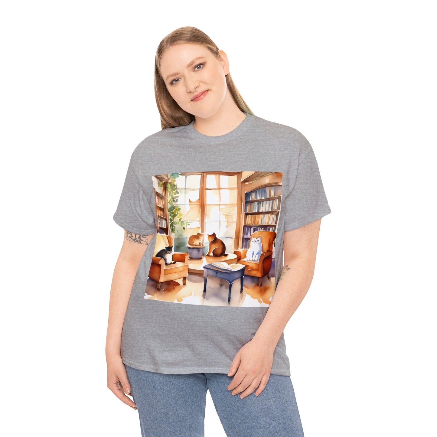 Cozy Cafe Cats Watercolor🐾 T-Shirt