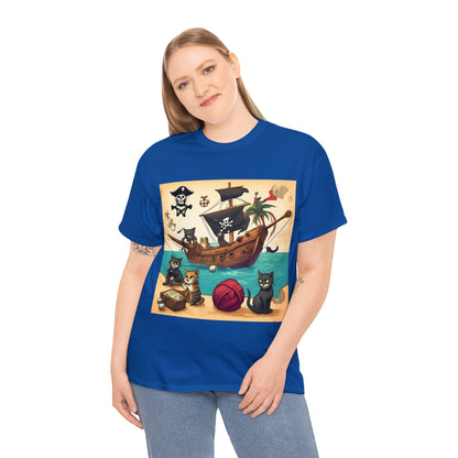 Pirate Cats Sailing the Caribbean Sea T-Shirt! 😺⚓