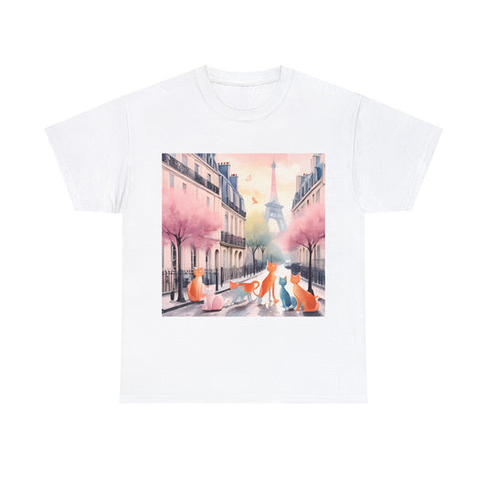 Purrfectly Parisian Pastel Cartoon Cats 😺🌸 T-Shirt