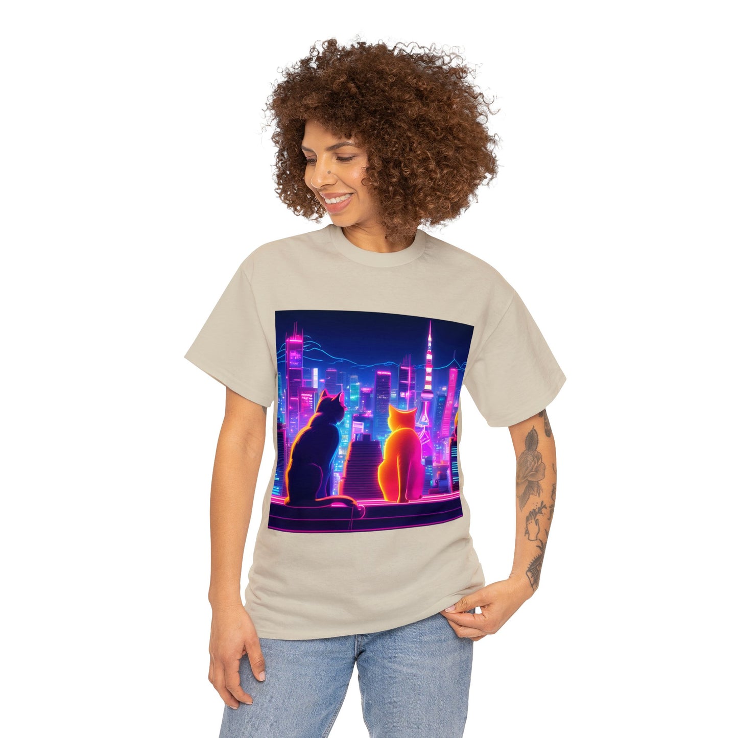 Futuristic Tokyo Meets Neon Cats 😺 T-Shirt