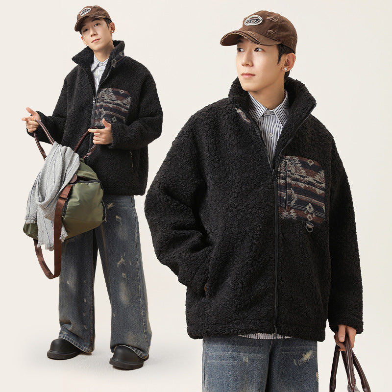 American Retro Patchwork Coat