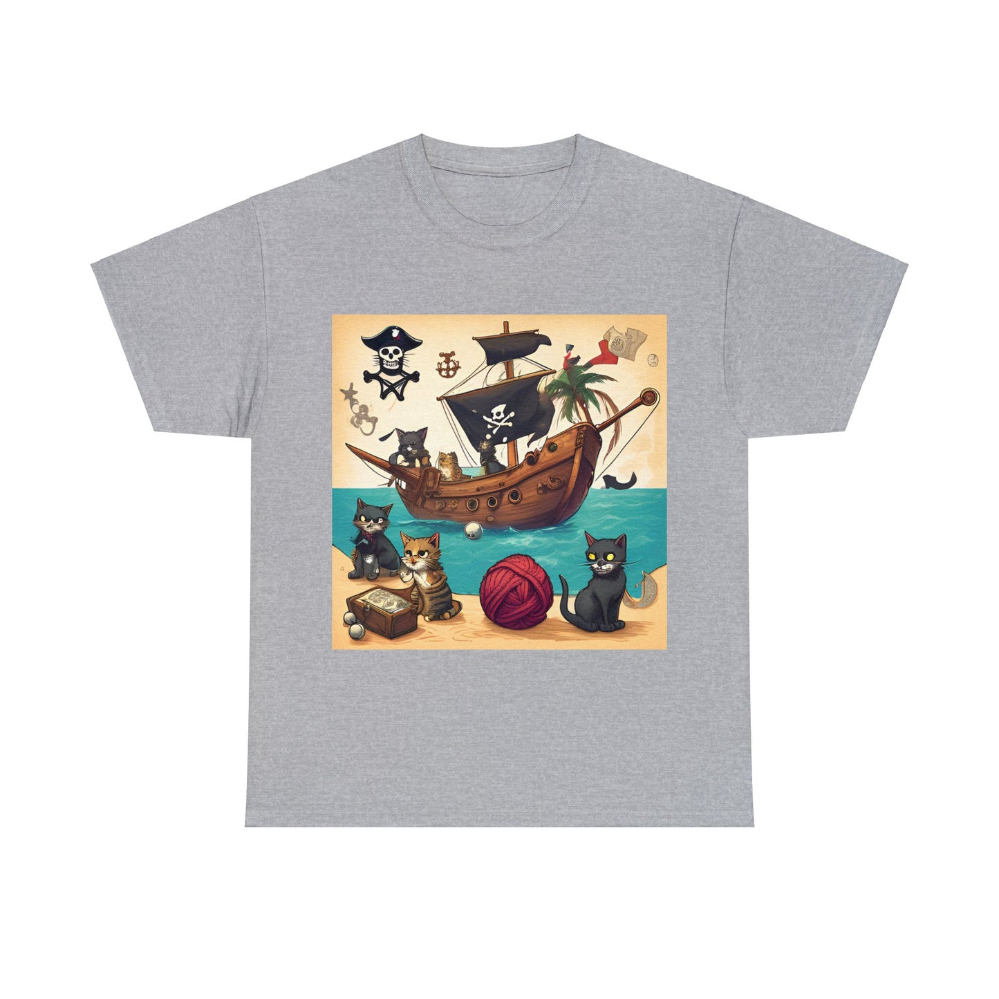 Pirate Cats Sailing the Caribbean Sea T-Shirt! 😺⚓