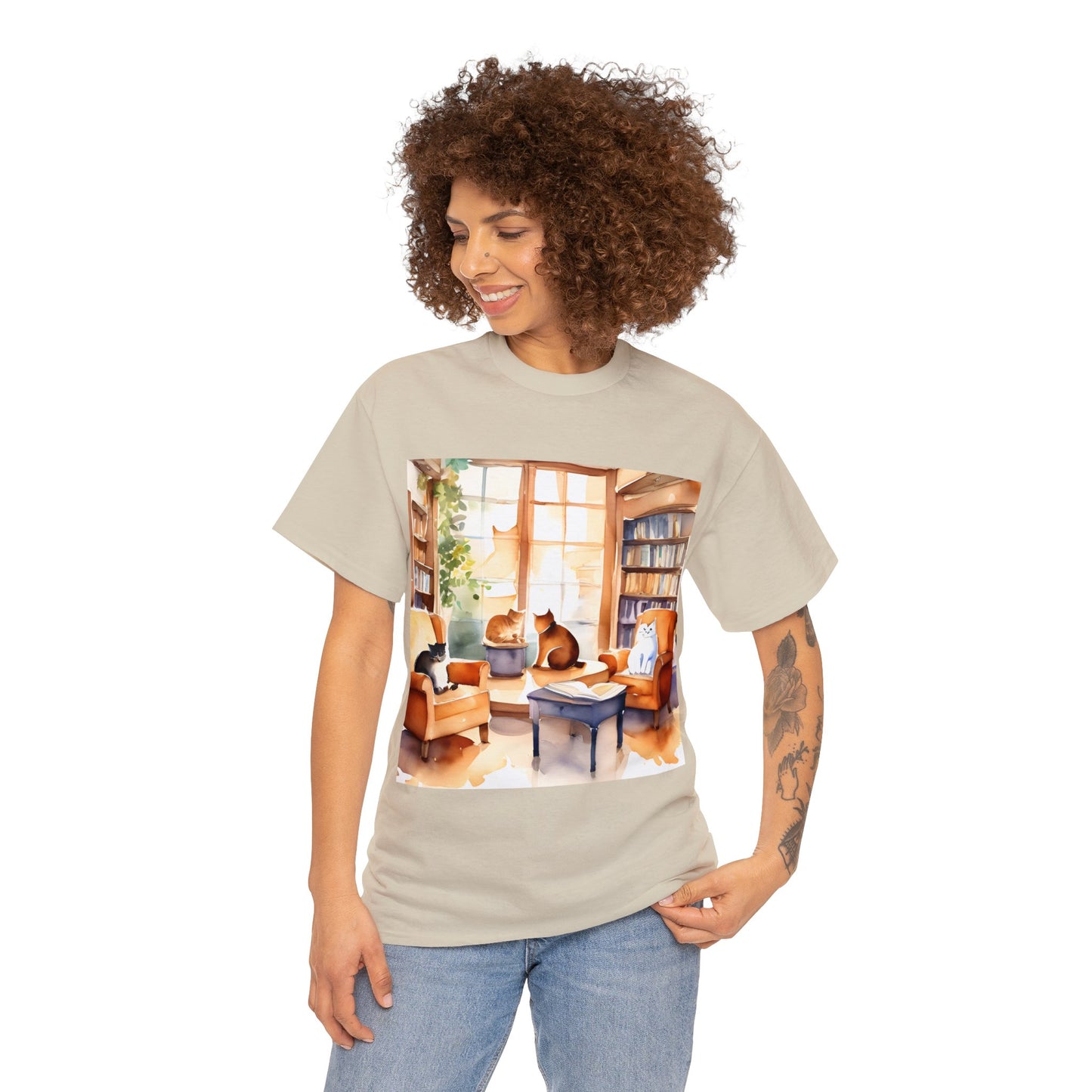 Cozy Cafe Cats Watercolor🐾 T-Shirt