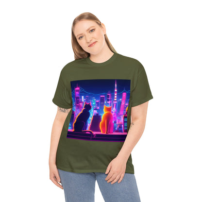 Futuristic Tokyo Meets Neon Cats 😺 T-Shirt