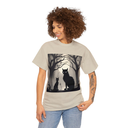 Mystic Gothic Cats🐱 in Foggy Forest - T-Shirt