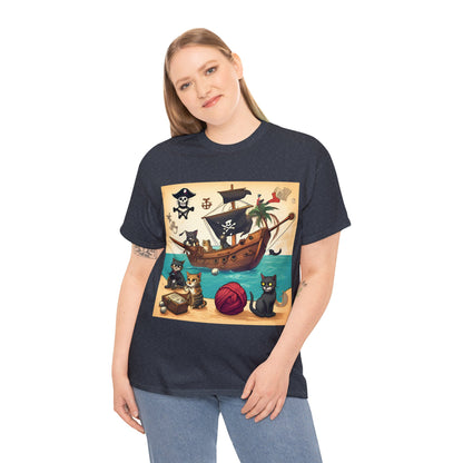 Pirate Cats Sailing the Caribbean Sea T-Shirt! 😺⚓